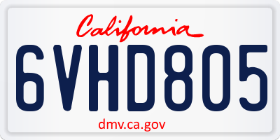 CA license plate 6VHD805