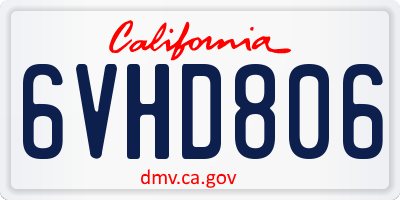 CA license plate 6VHD806
