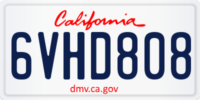 CA license plate 6VHD808