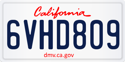 CA license plate 6VHD809