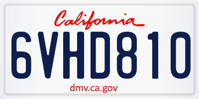 CA license plate 6VHD810
