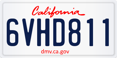 CA license plate 6VHD811