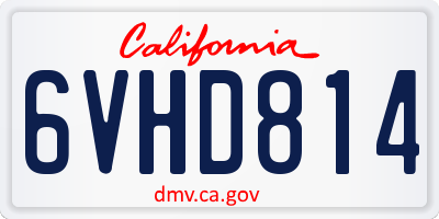 CA license plate 6VHD814