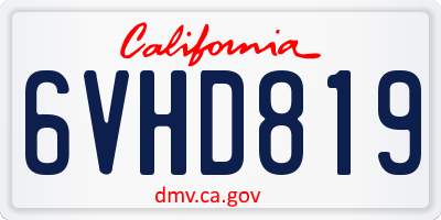 CA license plate 6VHD819