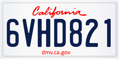 CA license plate 6VHD821