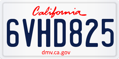 CA license plate 6VHD825