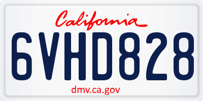 CA license plate 6VHD828