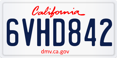 CA license plate 6VHD842