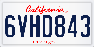 CA license plate 6VHD843