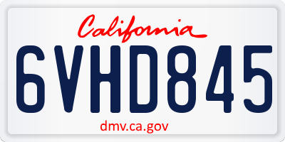 CA license plate 6VHD845