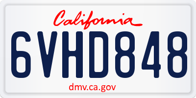 CA license plate 6VHD848