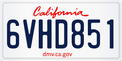 CA license plate 6VHD851