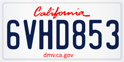 CA license plate 6VHD853