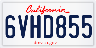 CA license plate 6VHD855