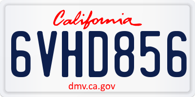 CA license plate 6VHD856
