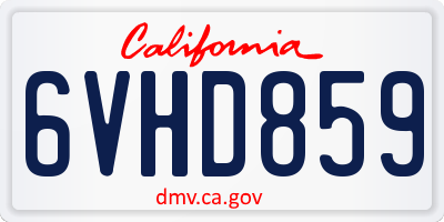 CA license plate 6VHD859