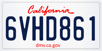 CA license plate 6VHD861