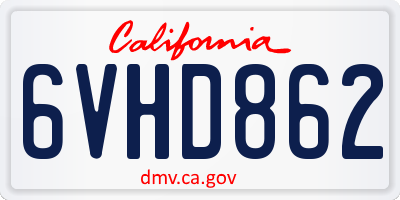 CA license plate 6VHD862