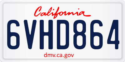 CA license plate 6VHD864