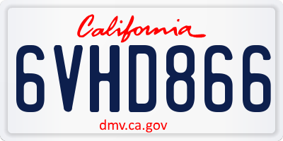 CA license plate 6VHD866