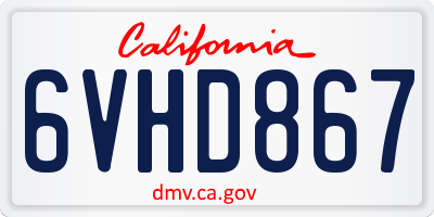 CA license plate 6VHD867
