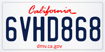 CA license plate 6VHD868