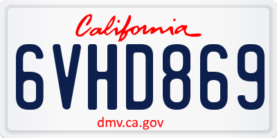 CA license plate 6VHD869