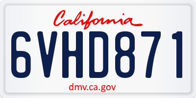 CA license plate 6VHD871