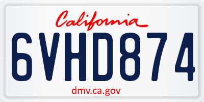 CA license plate 6VHD874