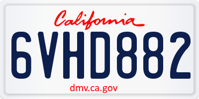 CA license plate 6VHD882