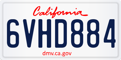 CA license plate 6VHD884