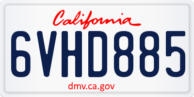 CA license plate 6VHD885