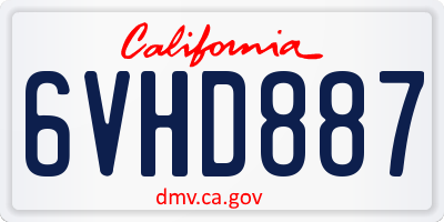 CA license plate 6VHD887