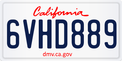 CA license plate 6VHD889