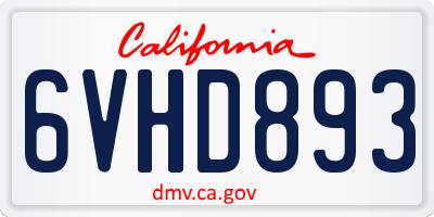 CA license plate 6VHD893