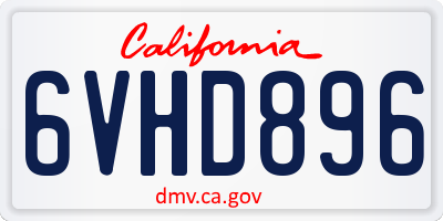 CA license plate 6VHD896