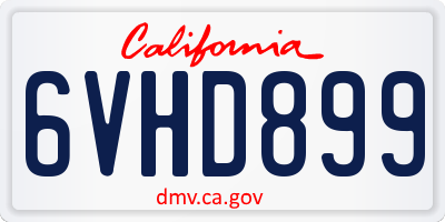 CA license plate 6VHD899