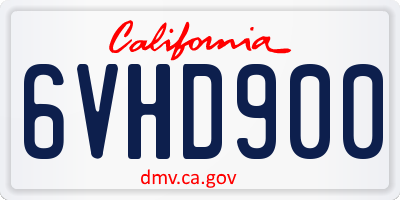 CA license plate 6VHD900