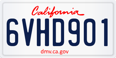 CA license plate 6VHD901
