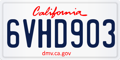 CA license plate 6VHD903