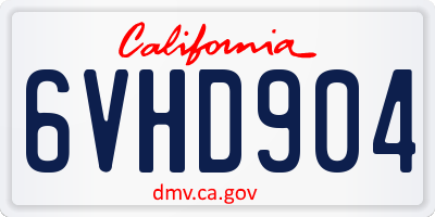 CA license plate 6VHD904