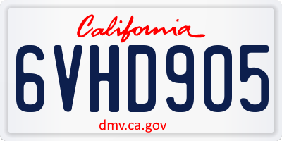 CA license plate 6VHD905