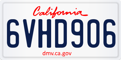 CA license plate 6VHD906