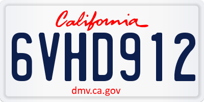 CA license plate 6VHD912
