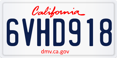CA license plate 6VHD918