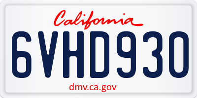 CA license plate 6VHD930