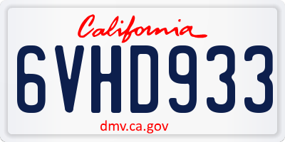 CA license plate 6VHD933