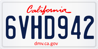 CA license plate 6VHD942
