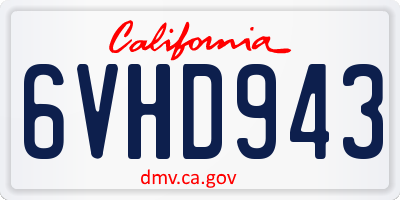 CA license plate 6VHD943