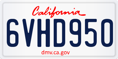 CA license plate 6VHD950